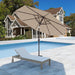 9FT Patio Umbrella with Solar Lights,Outdoor Market Umbrella with Tilt and Crank, LED Lighted Table Umbrella for Garden,Deck,Backyard,Pool,Beach (Beige)