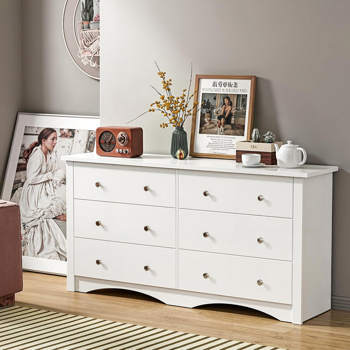 White 6 Drawer Dresser Storage Organizer Furniture