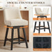 27" Swivel Bar Stools Set of 2, Upholstered Barstools with Padded Seats and Solid Wood Legs, Counter Height Kitchen Stools for Kitchen Island, Breakfast Nook, Beige