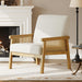 Beige Rattan Accent Chair With Upholstered Backrest