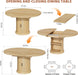 47″–63″ Extendable round Dining Table for 4–8 with Dust-Proof 2-Tier Storage Shelf Space-Saving Expandable Dining Room Table Wood Oval Circle Dining Table with Pedestal Base (Natural)