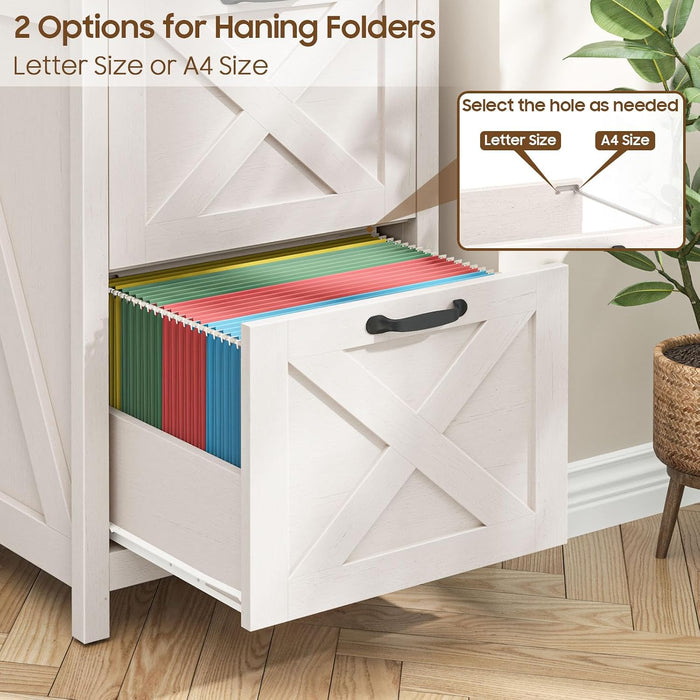 Two Drawer Farmhouse Vertical Filing Cabinet White