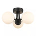 16 In. 3-Light Black Flush Mount Ceiling Light with Glass Globe Shades