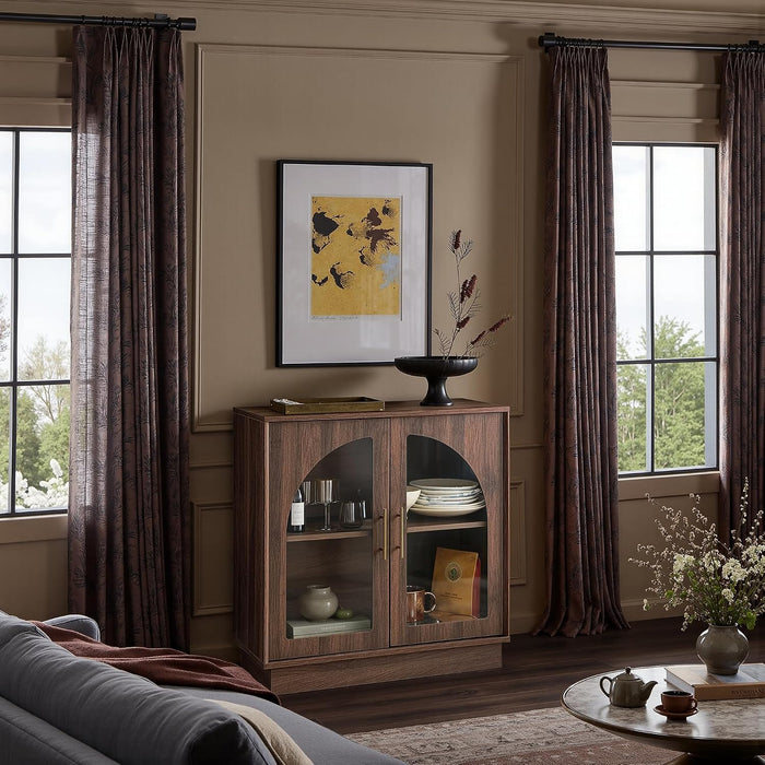31.5" Sideboard Buffet Cabinet with Arched Glass Doors