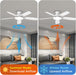 52 Inch Ceiling Fans with Lights,Remote Control Multifunctional Quiet Fan with Three Color Temperature and Dimmable Light with Reversible Blades White