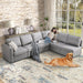 U-Shaped Sectional Sofa with Storage and Reversible Chaises,Light Grey