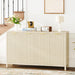 Fluted Buffet Cabinet with Storage, 55" Modern Sideboard Cabinet with 4 Doors, Credenza Accent Console Cabinet Coffee Bar Table for Living Room Dining Room Hallway, Natural
