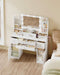 42.5" Large Vanity Desk，Dressing Table with Mirror and LED Light, Power Strip, 4 Drawers, 2 Open Storage Cabinets, and Jewelry Storage for Bedrooms, White