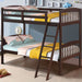 Hardwood Twin Bunk Beds with Inclined Ladder and Safety Guardrails