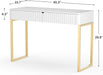 Elegant Modern Desk, 2 Drawers, Gold Legs, 43.3X15.75 Inches, Home Office, Makeup Vanity, Computer, Writing, Study, Entryway, Sofa Table