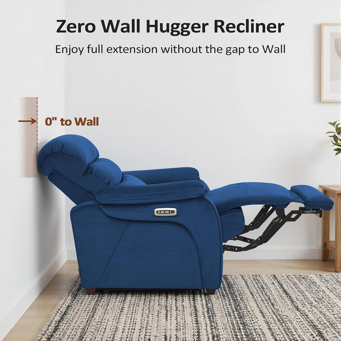 Zero Wall Hugger Power Recliner Chair for Adult ST257 (Navy Blue)