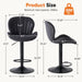 Bar Stools Set of 4, Swivel Adjustable Height Fabric Bar Chair | Barstools Counter Height, Backrest, Armless, Upholstered, Modern, Kitchen Island, Dining Room, Black