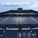 10Ft Patio Umbrella with Solar Lights, Auto-Tilt Lighted Market Table Umbrellas with Crank, 8 Sturdy Ribs & 1.5" Pole Outdoor Umbrellas for Patio Garden Deck Backyard Pool, Navy Blue