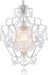 Modern Mini Chandelier,White Retro Crystal Light Fixtures Ceiling Mount 1 Light Small Crystal Chandeliers for Bedroom Elegant Hanging Lighting for Girls Room Dining Room Closet Kitchen Island