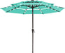 9 Ft 3-Tier Outdoor LED Lighted Patio Umbrella W/Crank, Peacock Blue