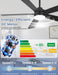 48 Inch Ceiling Fans with Lights and Remote, Downrod Mount, Sloped Ceiling Compatible up to 15°, Quiet Reversible DC Motor, 3CCT Dimmable LED, Black Ceiling Fan for Bedroom Living Room