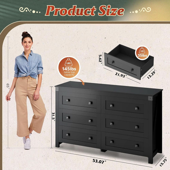 60 inch black dresser Amazon.com: jiteentarou Black Malm Dresser for Bedroom, 55" Wide 37" Tall Dresser with 10 Drawers, Modern Large Wood Chest of Drawer Handle Free, Living Room, Entryway, Hallway, Black : Home & Kitchen