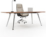 Writing Computer Desk, 60-Inch Large Executive Desk Office Workstation with Chrome-Plated Legs and Built-In Power Outlet, Writing Table Business Furniture, Modern Minimalist Style for Home Office