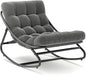 Outdoor Rocking Chair with Metal Frame, Adjustable Papasan Rocker, Waterproof Comfy Cushion, 450Lbs Capacity, for Patio, Porch, Garden, Living Room, Dark Grey