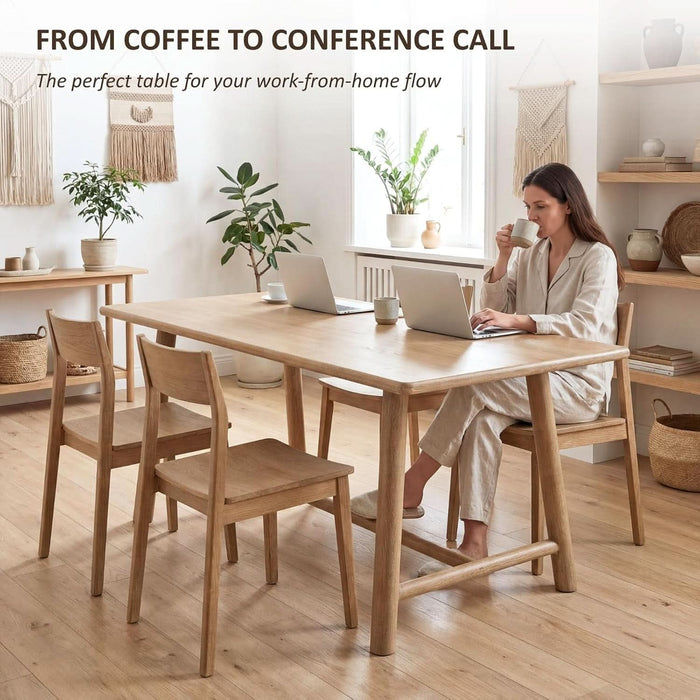69" Dining Table for 4-6, Wood Kitchen Table with Solid Wood Legs, Modern Farmhouse Dining Furniture for Dining Room, Living Room & Home Office, Natural Finish