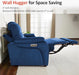 87.2'' Wall Hugger Power Recliner Sofa with Drop down Table, Reclining Sofa with Adjustable Headrest, USB Charge Ports, Reading Lamp, for Living Room, Rvs, Fabric, ST258M3 (3-Seater, Navy Blue) | Zero Wall Hugger
