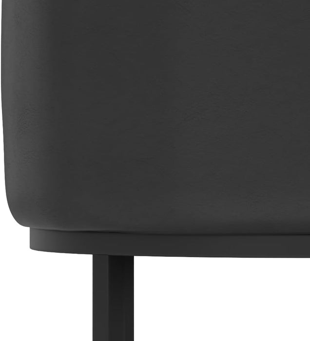 Counter Height Bar Stools Set of 3, Modern Barrel Counter Stools with Backrest and Arms, Black Metal Frames, Faux Leather Upholstered Accent Barstools for Kitchen Island, Black