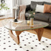 Coffee Table for Living Room Mid Century Modern Center Table with Glass Top, Walnut Transparent