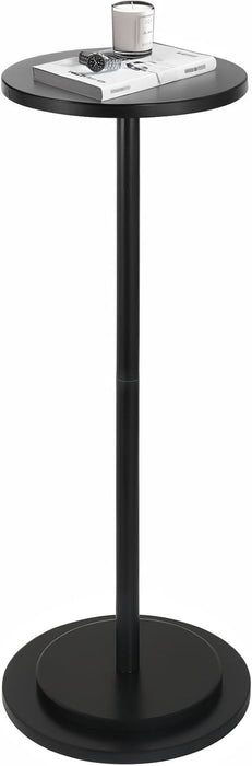 Premium Stone round Drink Table,Heavy Duty Engineered Marble Base Top Coffee Table,Cocktail Accent End Table for Living Room, Weighted Base Small Accent Side Table for Bedroom, Corners,Black