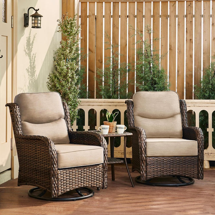 Luxury Outdoor Swivel Rocker Patio Chairs of 2 with Side Table