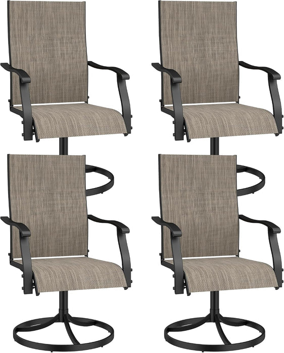 Patio Chairs Set of 4, Outdoor Swivel Chairs Set of 4, Brown