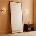 47"X16" Full Length Mirror with Standing Holder Aluminum Alloy Frame Floor Mirror Wall-Mounted Mirror for Living Room, Bedroom, Hanging or Leaning against Wall, Black (With Stand)
