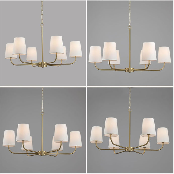 Brushed Gold Contemporary Pendant Chandelier 6 Lights