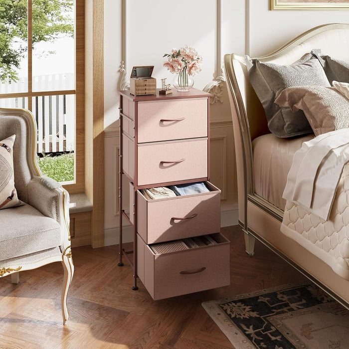 4 Drawer Pink Rose Gold Fabric Dresser With Wood Top ShipItFurniture 4 Drawer Pink Rose Gold Fabric Dresser With Wood Top ShipItFurniture
