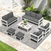 Aluminum Patio Furniture Set, Modern Outdoor Patio Furniture with Coffee Table, 7 Pieces Outdoor Conversation Set with Dark Gray Cushions for Balcony, Porch, Lawn and Yard