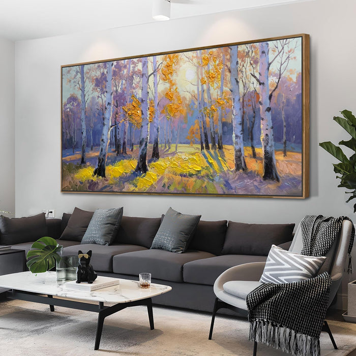 Birch Tree Forest Canvas Wall Art Nature Large Textured Pictures Paintings Wall Decor Living Room Artwork for Dining Room Walls Bedroom Home Office, Framed 58"X29"