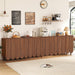 Walnut Buffet Cabinet Set With IndustrialStyle Shelves