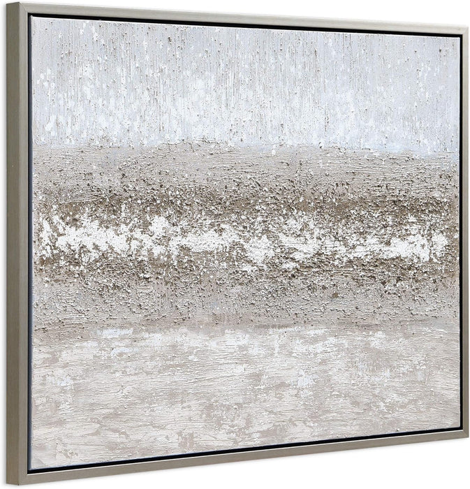 Abstract Wall Art Textured Hand Painted Canvas by Martin Edwards, Champagne Silver Frame, 40" X 30", Sandpath