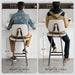 24-Inch Leather Bar Stools Set of 2 with High Backrest, Beige