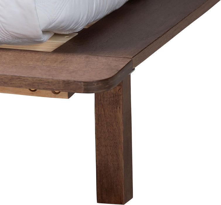 Alyssa Japandi Walnut Brown Wood Queen Size Platform Bed