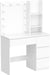 Makeup Vanity with Lights, 37Inch Vanity Desk with Power Strip, 4 Drawers Makeup Table with Lighted Mirror, 3 Lighting Colors, White