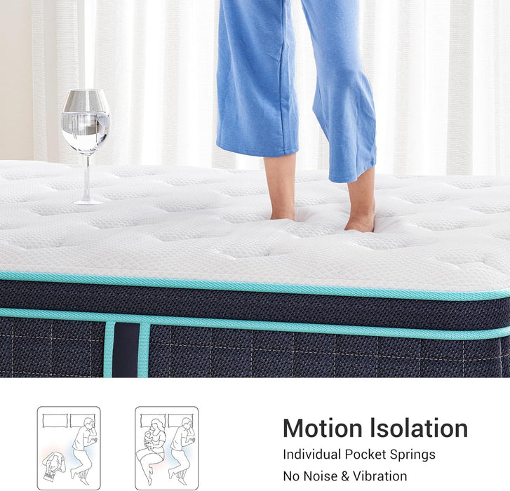 Twin Mattress, 12 Inch Twin Size Mattresses in a Box, Memory Foam and and Individual Pocket Springs for Pressure Relief & Motion Isolation, Medium Firm, Certipur-Us Certified