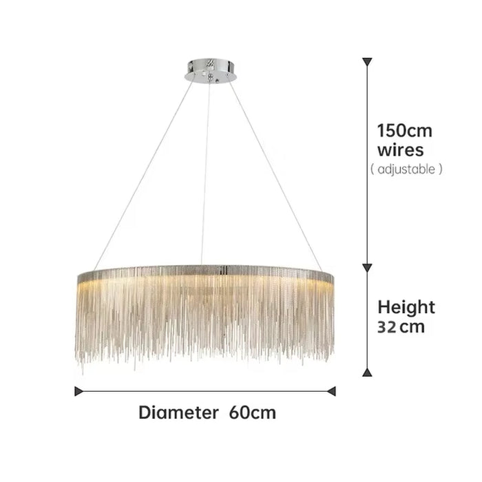 Ceiling Chandelier Gold Chains Remote Modern Tassel Aluminum Chain Led Pendant Light Kitchen Living Room Decoration Hanging Lamp