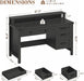 Farmhouse Computer Desk with Drawers, 47" Small Computer Desk with Power Outlets, Home Office Desk with Monitor Stand & 4 Drawers, Writing Study Table, Black