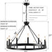 Black Wagon Wheel Chandelier 32Inch 12Light Industrial