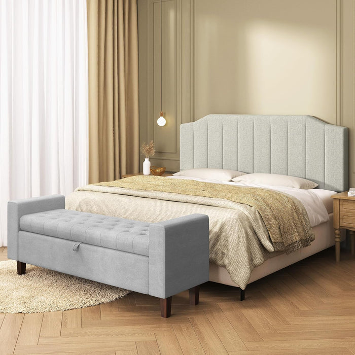 King Size Headboard Only, Linen Upholstered Headboard King/California King Size Wall Mount and Bed Frame Mount, Featuring High-Density Sponge Padding Easy Assembly Comfort Style-Linen Gray