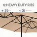 15Ft Large Patio Umbrellas with Base Included, Outdoor Double-Sided Rectangle Market Umbrella with Stand, outside Umbrellas for Poolside Lawn Backyard