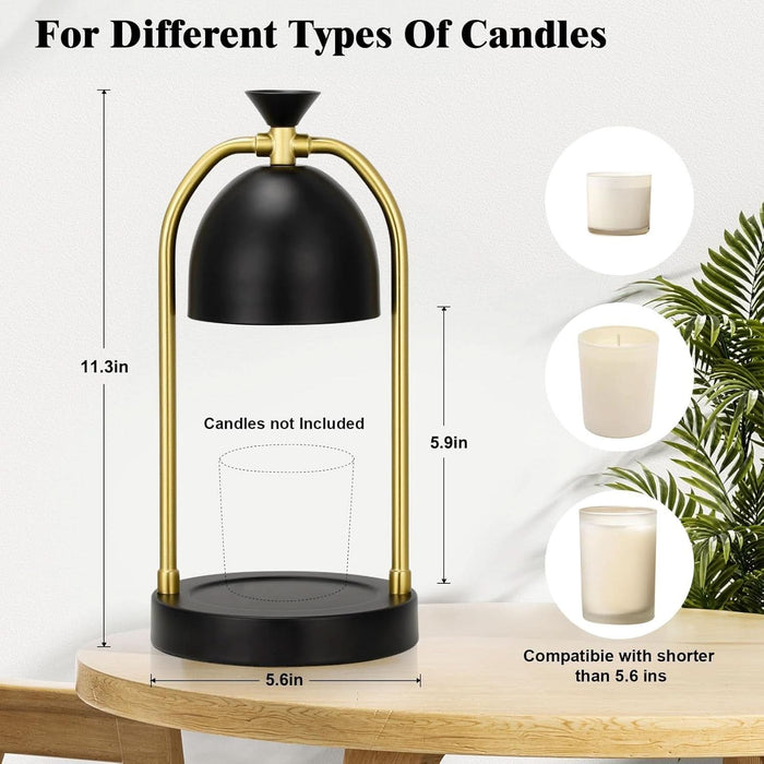 Candle Warmer Lamp - with Timer & Dimmable, Cozy Birthday Gift for Women Mom, Modern Home Decor House Warming Gifts Wax Melt Warmer for Jar Candles with 2 Bulbs (Black)