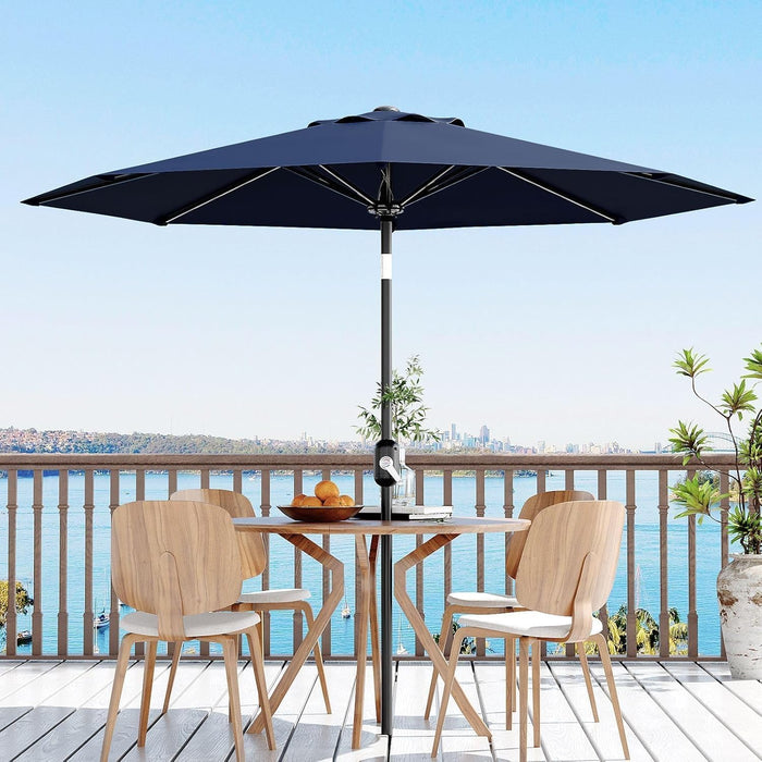 Patio Umbrella with Solar Lights, Outdoor Table Umbrella with 8 Durable Ribs, Tilt & Crank Mechanism, Waterproof & UV Protection for Garden, Backyard, Poolside