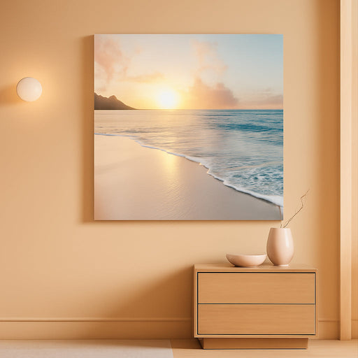 Ocean Beach Sunset Canvas Wall Art for Bedroom Seascape Paintings Coastal Picture Framed Artwork for Bathroom Living Room Office Wall Decor 20" X 40"
