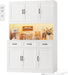 Tall White 72Inch Kitchen Pantry Cabinet Illumination